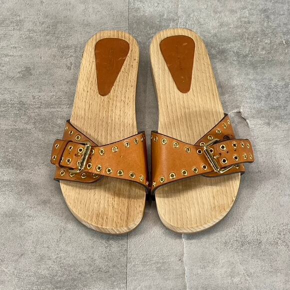 ISABEL MARANT Women's Tan Leather Jaso Eyelet Slide Clog Sandals SZ 9 - Picture 4 of 11